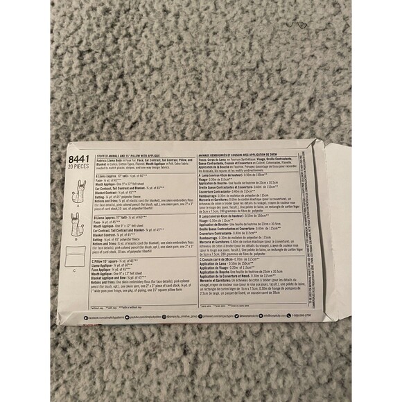 Simplicity 8441 Sewing Pattern Crafts Gingercake Llama Stuffed Animal Pillow - Picture 2 of 4